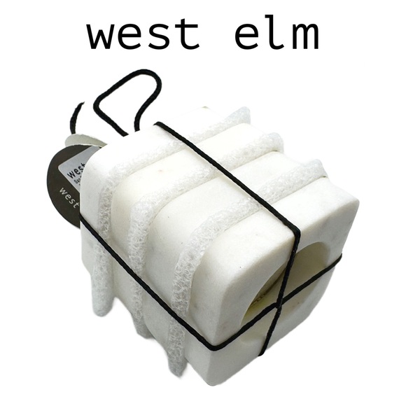 West Elm 🆕 Marble + Brass Napkin Rings, Set of 4 • New in Original Packaging - Picture 3 of 15